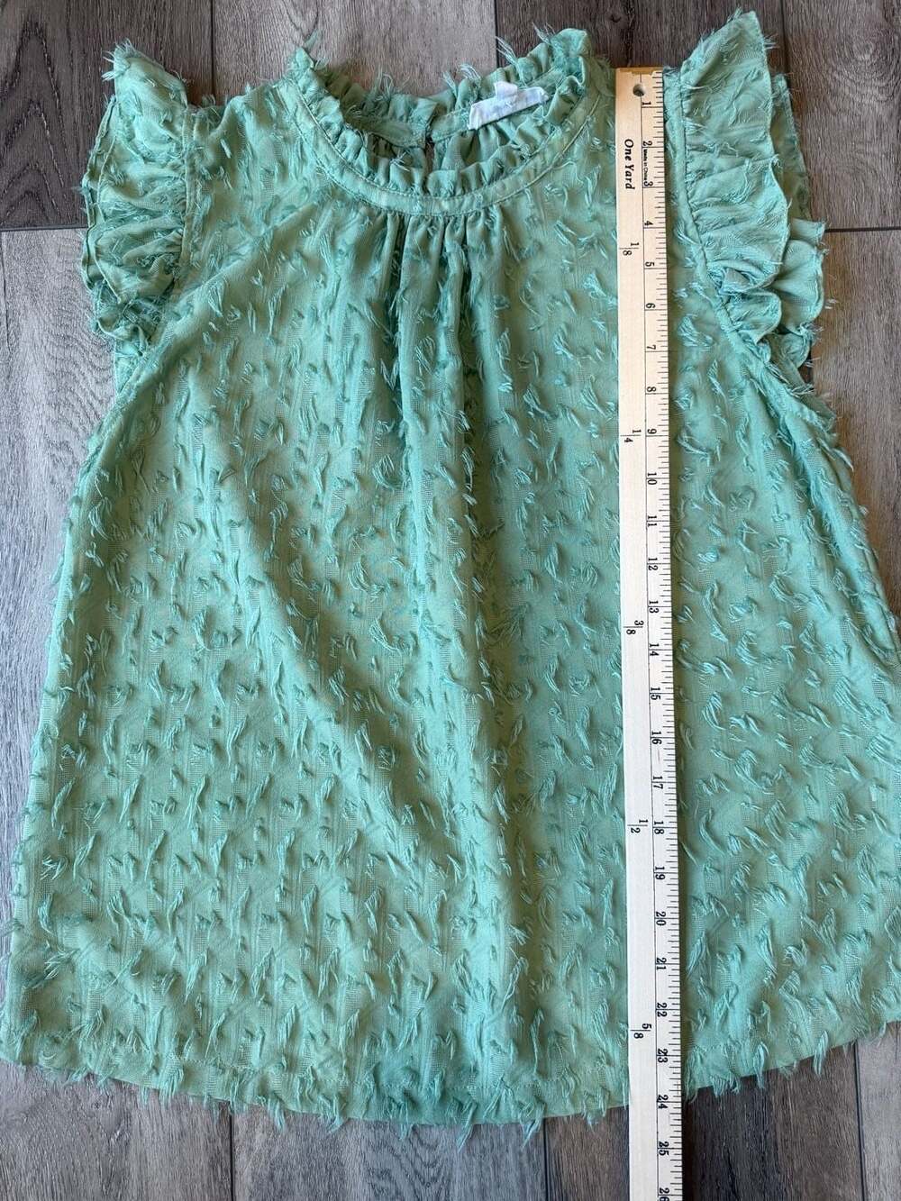Thml Mint Green Textured Ruffle Flutter Sleeve Top M - Picture 3 of 7